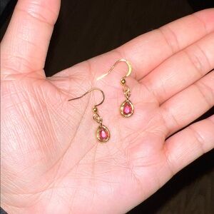 Elegant Stainless Steel Gold and Pink Drop Earrings